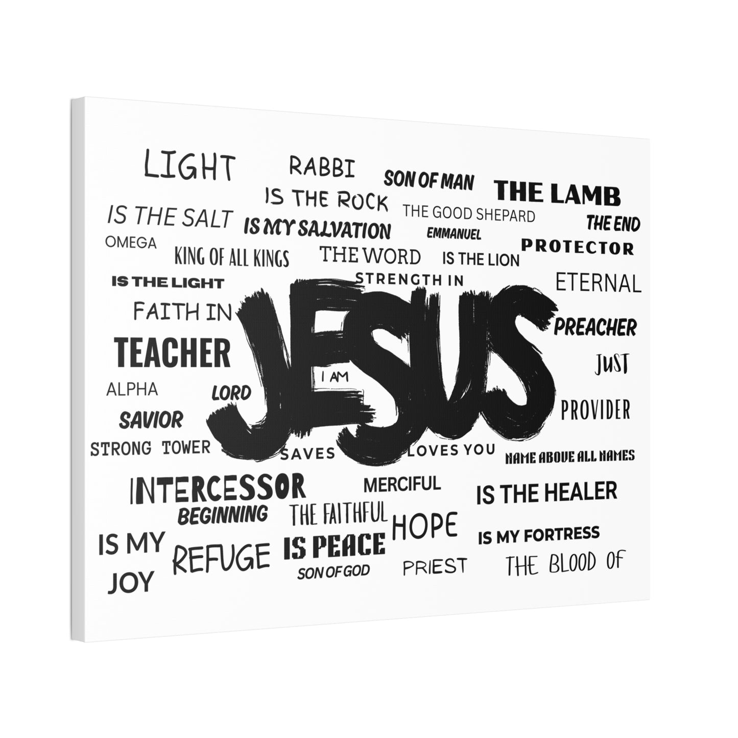 Jesus Names Wall Art – Christian Inspirational Canvas Print