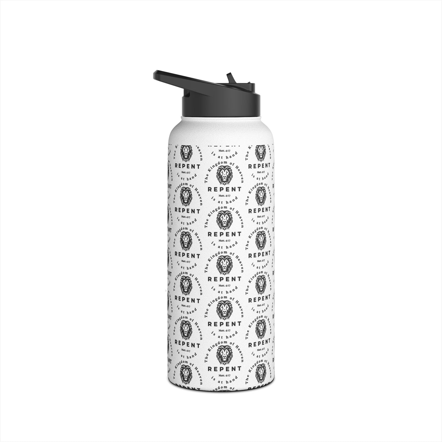 Repent Water Bottle – Matthew 4:17 Lion of Judah Christian Stainless Steel Drinkware