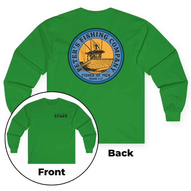 Peter’s Fishing Company Staff Long Sleeve T-Shirt – Mark 1:17 Fishers of Men Christian Tee