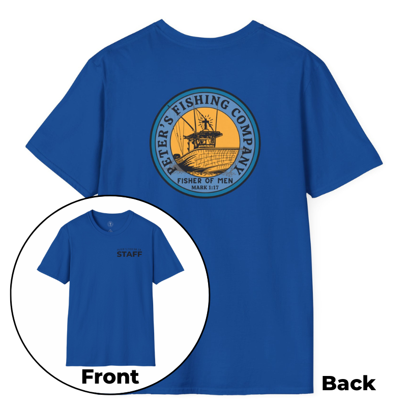 Peter’s Fishing Company Staff T-Shirt – Mark 1:17 Fishers of Men Christian Tee