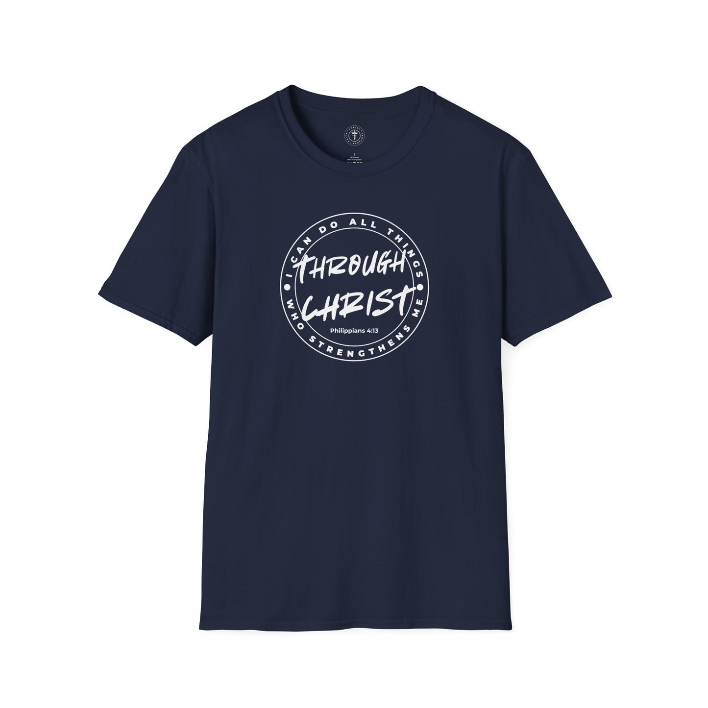 Through Christ Bible Verse T-Shirt – Philippians 4:13 Christian Tee