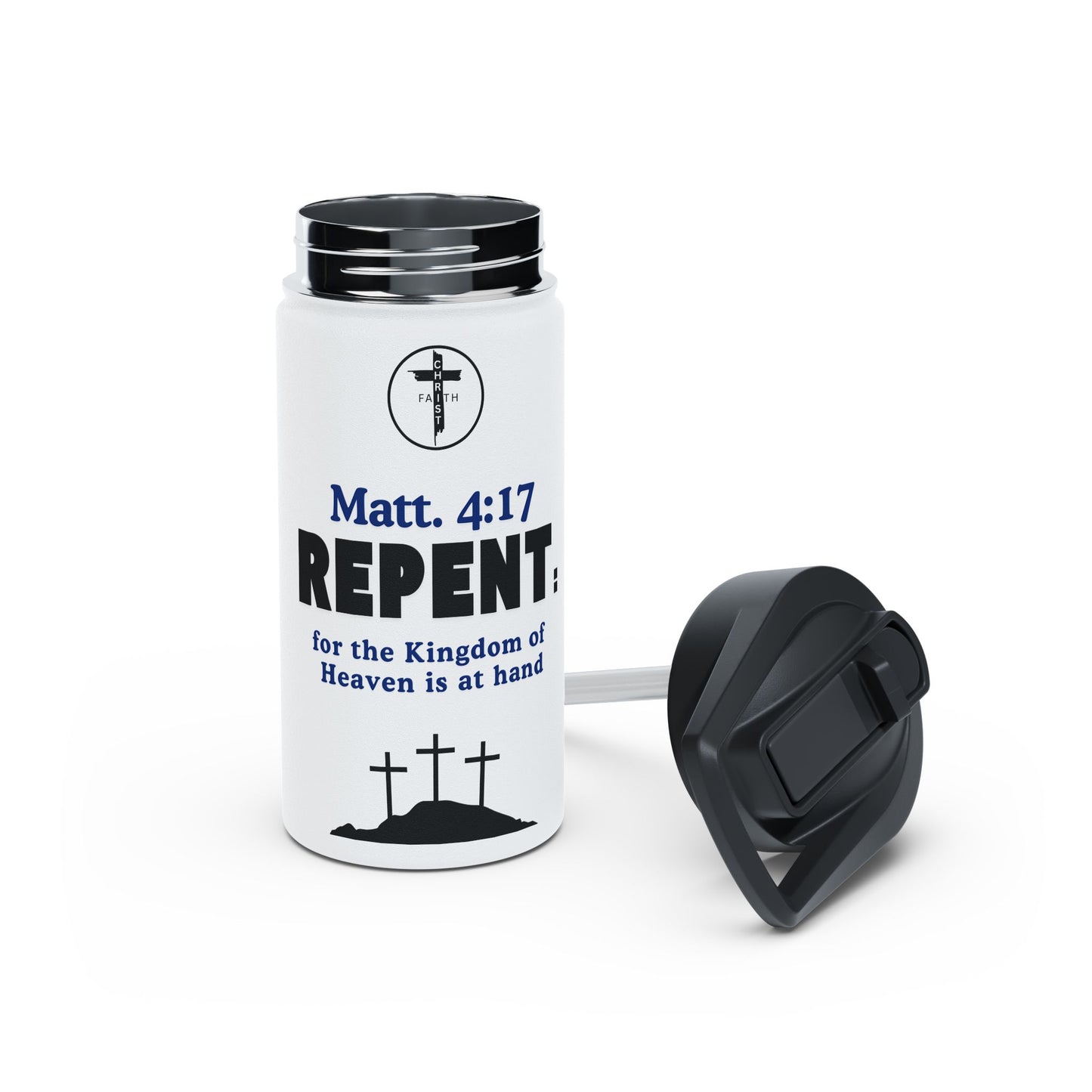 Repent Christian Water Bottle – Matt. 4:17 Scripture Stainless Steel Bottle