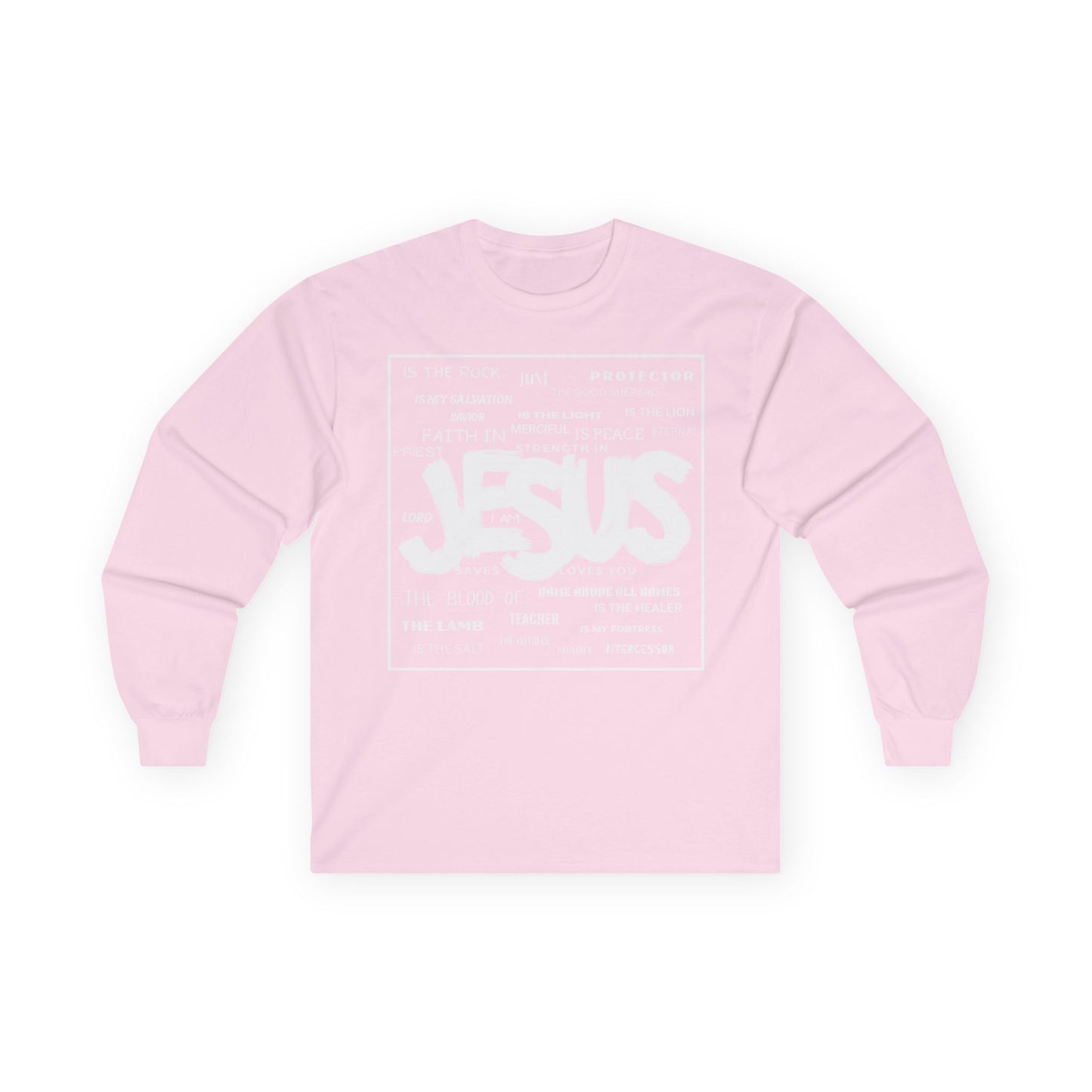 Jesus Word Art Long Sleeve Christian T-Shirt