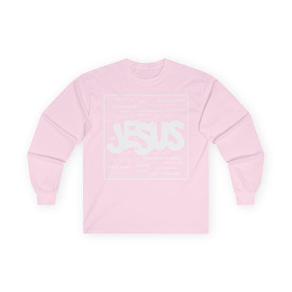 Jesus Word Art Long Sleeve Christian T-Shirt