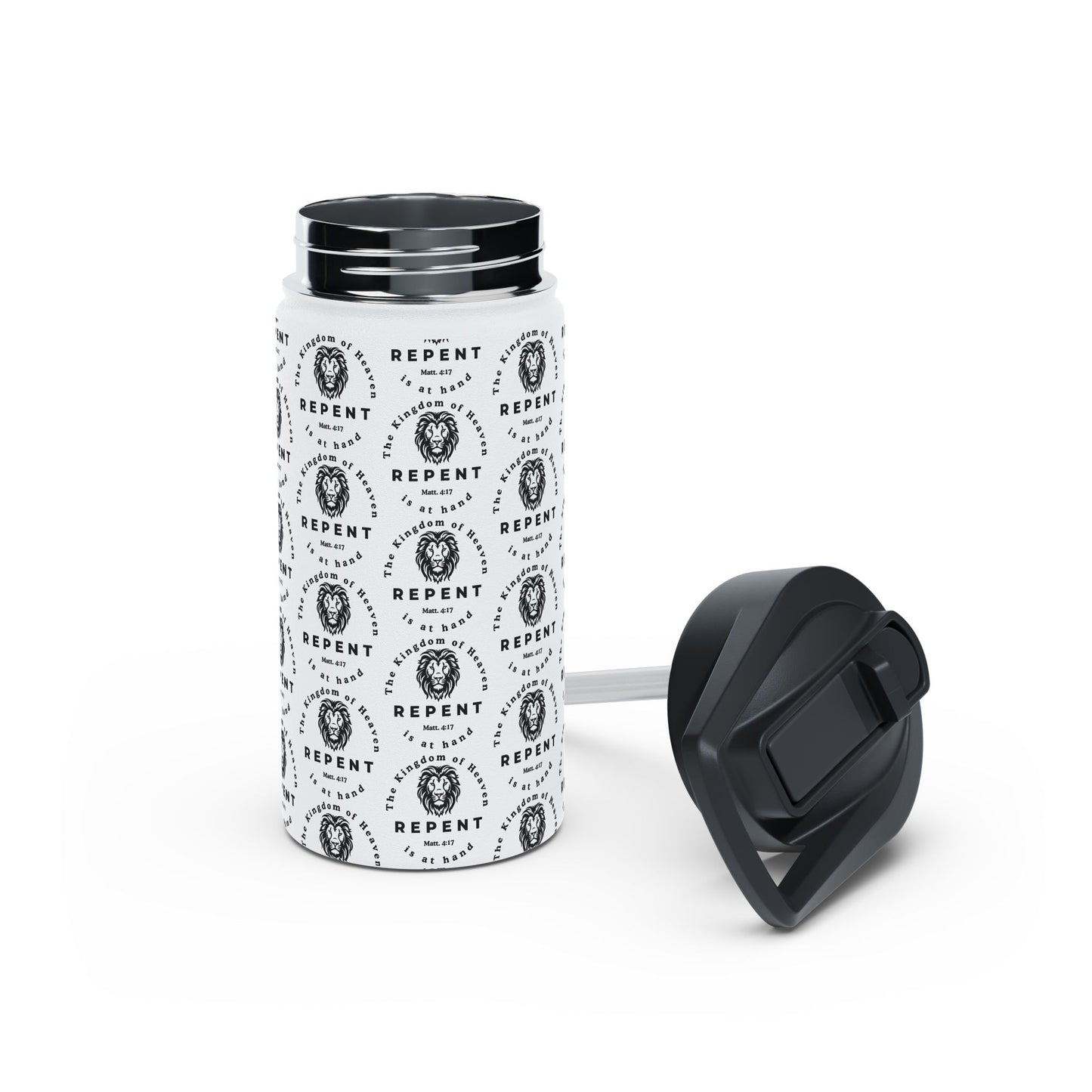 Repent Water Bottle – Matthew 4:17 Lion of Judah Christian Stainless Steel Drinkware