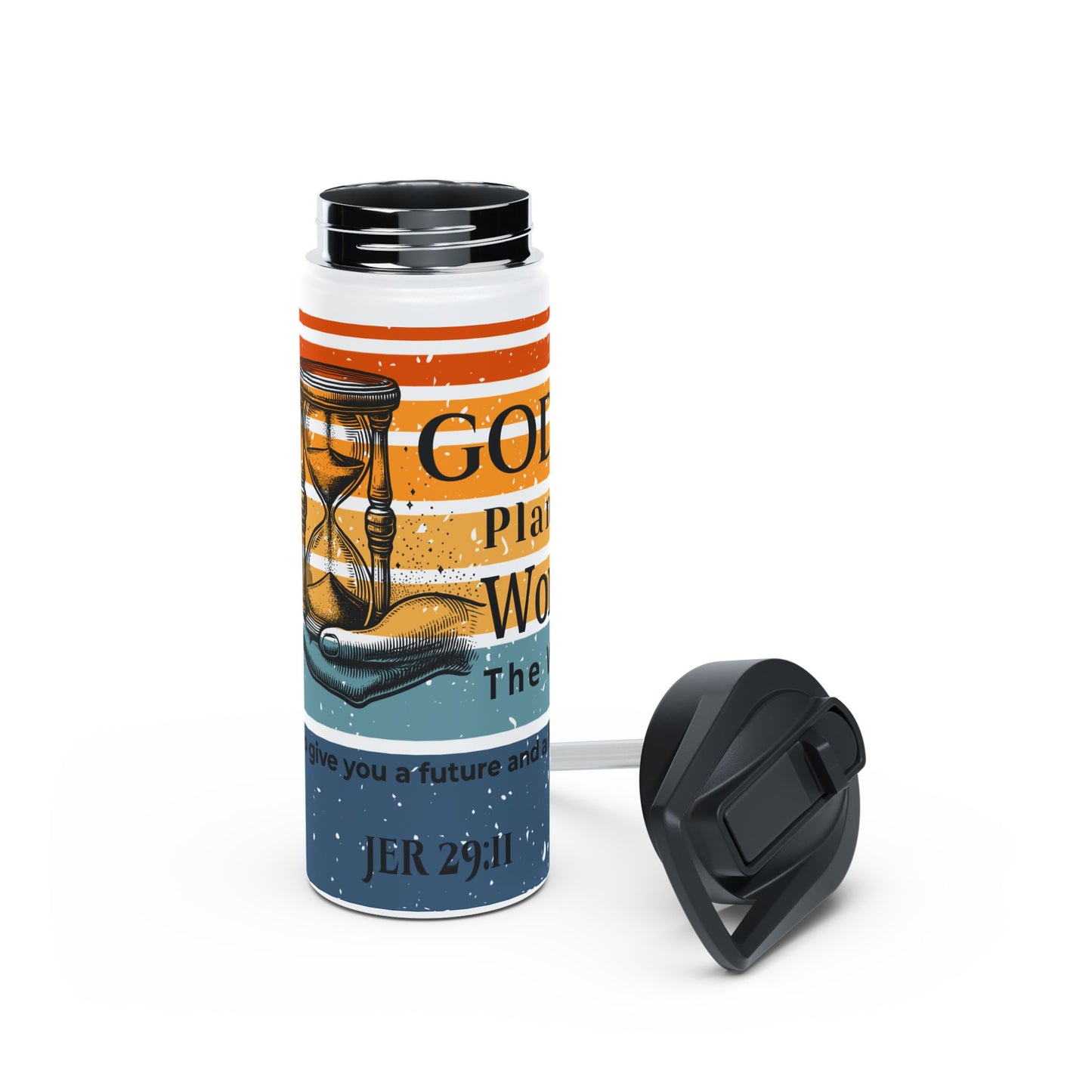 God’s Plan Is Worth the Wait Water Bottle – Jeremiah 29:11 Retro Christian Drinkware