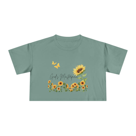 God’s Masterpiece Sunflower Cropped T-Shirt – Christian Women’s Inspirational Tee