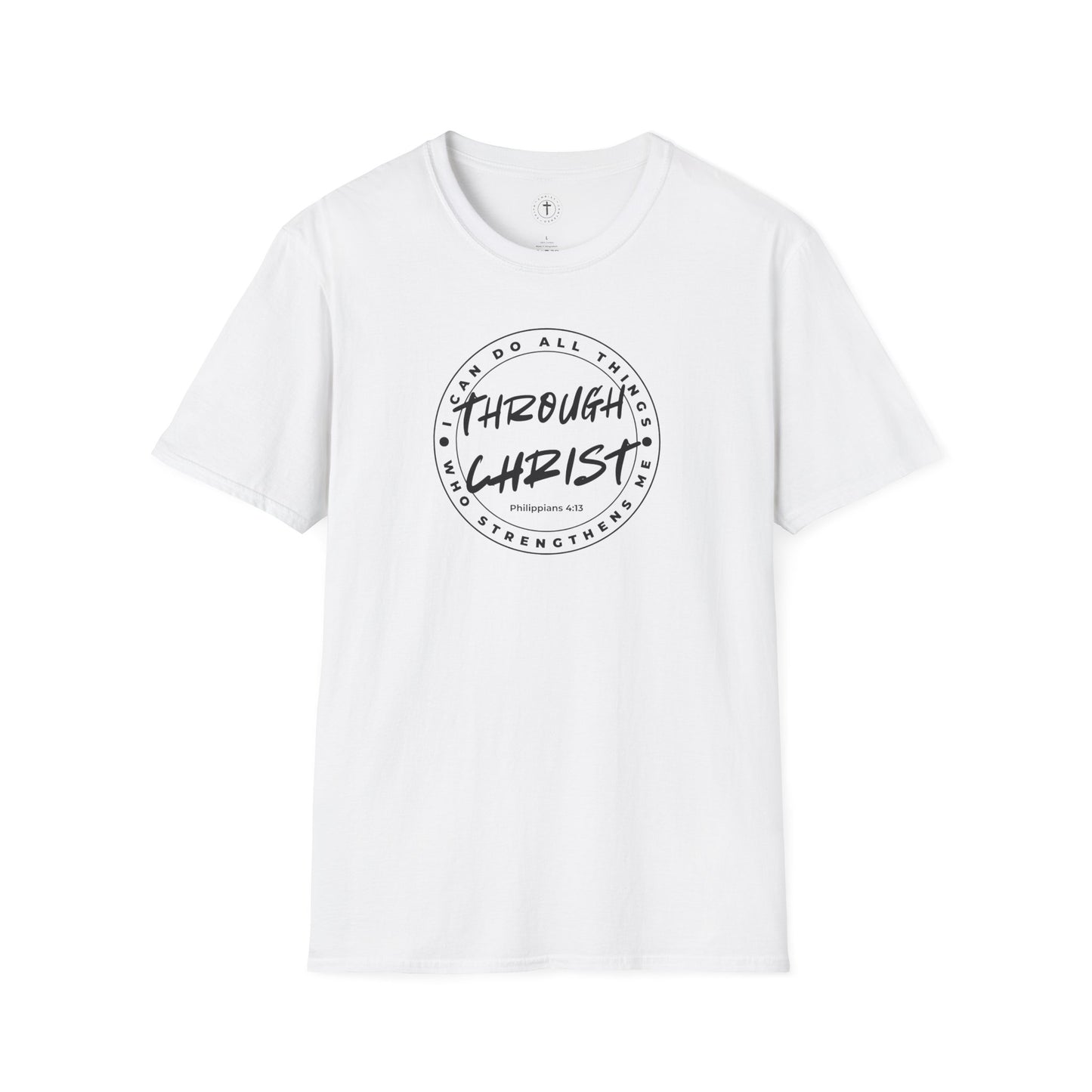 Through Christ Bible Verse T-Shirt – Philippians 4:13 Christian Tee