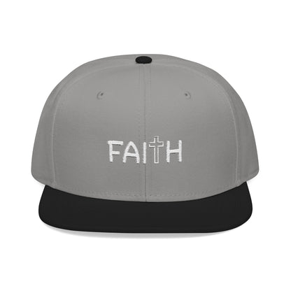 Faith Embroidered Snapback Cap With Cross