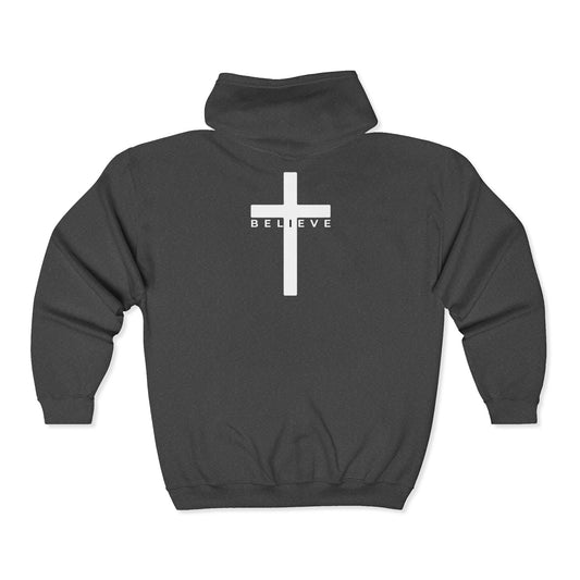 Jesus Fish Cross Hoodie – Christian Zip-Up “I Believe” Jacket