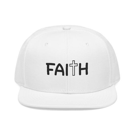 Faith Embroidered Snapback Cap With Cross