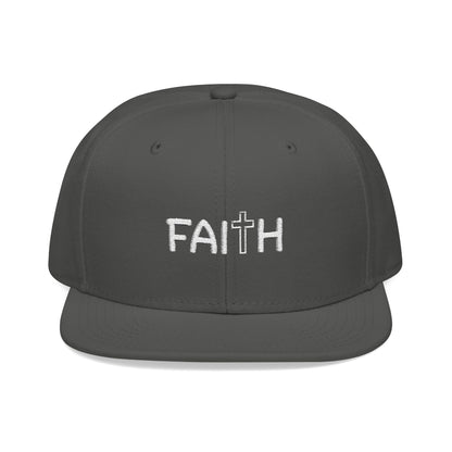 Faith Embroidered Snapback Cap With Cross