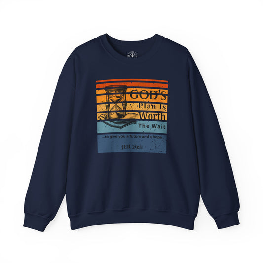 God’s Plan Is Worth the Wait Sweatshirt – Jeremiah 29:11 Retro Christian Pullover