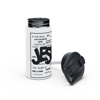 Jesus Word Art Water Bottle – Christian Stainless Steel Drinkware