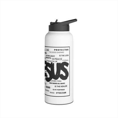 Jesus Word Art Water Bottle – Christian Stainless Steel Drinkware