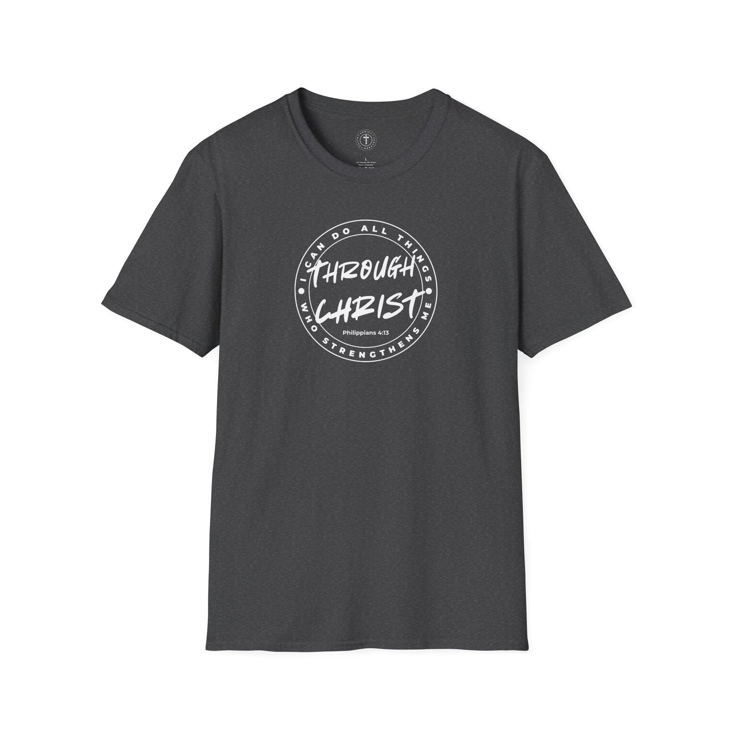 Through Christ Bible Verse T-Shirt – Philippians 4:13 Christian Tee