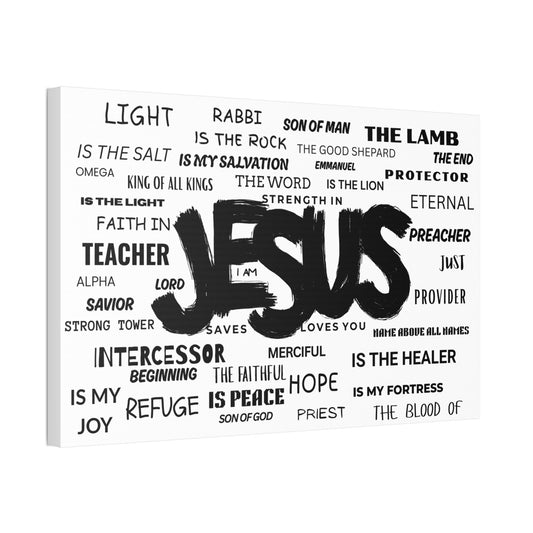 Jesus Names Wall Art – Christian Inspirational Canvas Print