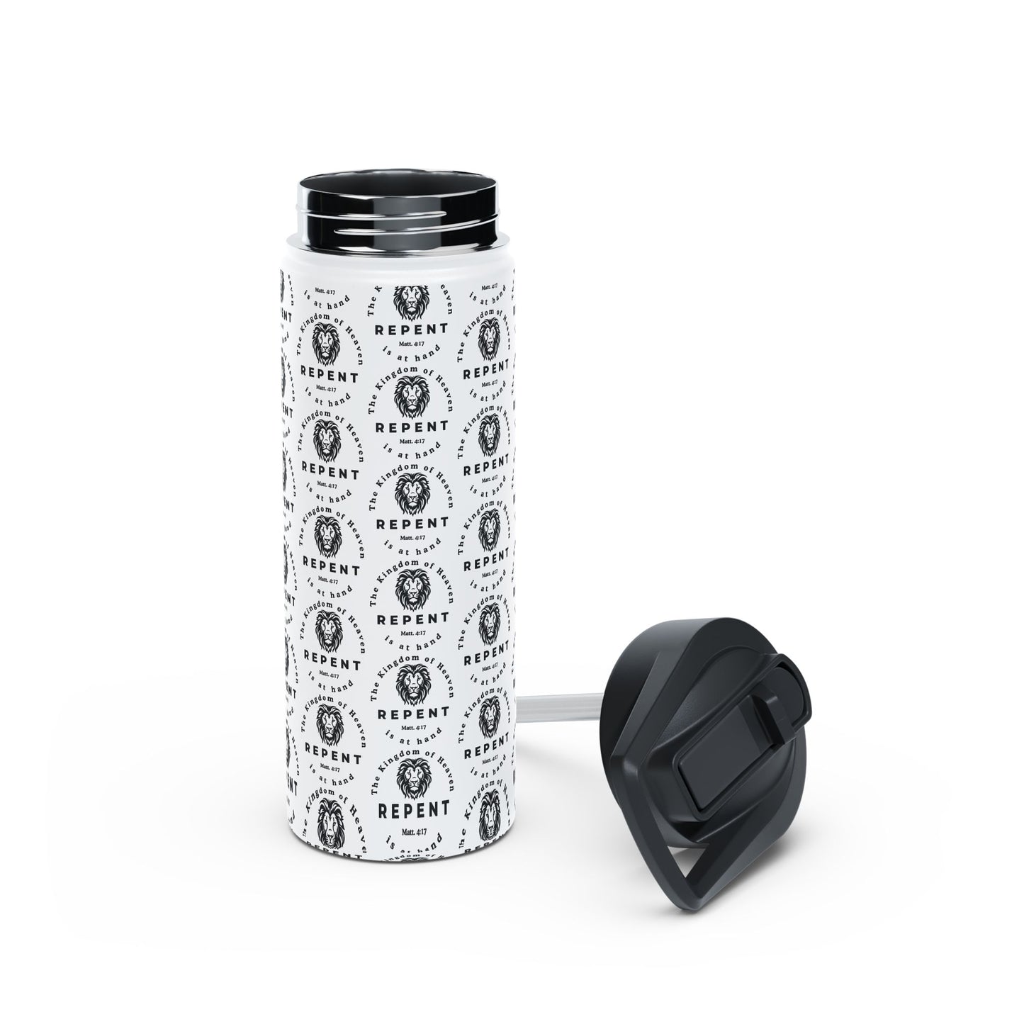 Repent Water Bottle – Matthew 4:17 Lion of Judah Christian Stainless Steel Drinkware
