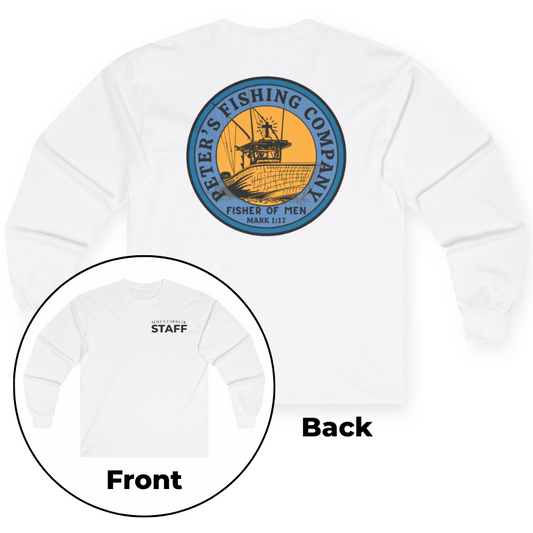 Peter’s Fishing Company Staff Long Sleeve T-Shirt – Mark 1:17 Fishers of Men Christian Tee