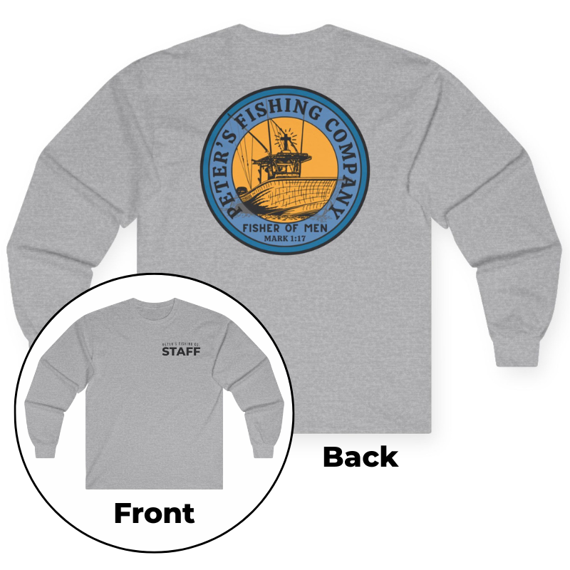 Peter’s Fishing Company Staff Long Sleeve T-Shirt – Mark 1:17 Fishers of Men Christian Tee