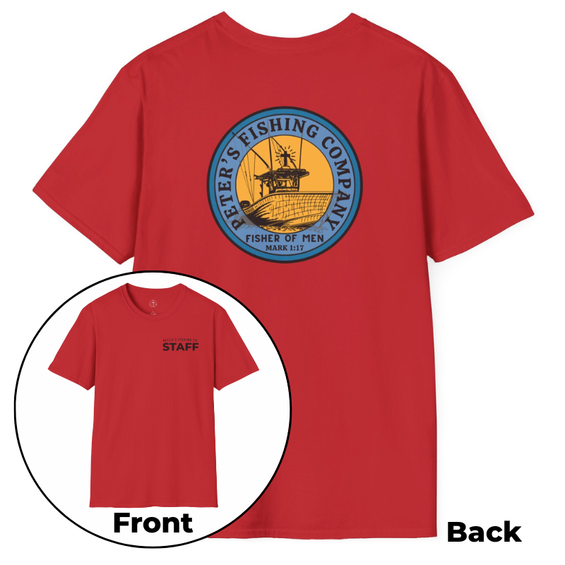Peter’s Fishing Company Staff T-Shirt – Mark 1:17 Fishers of Men Christian Tee