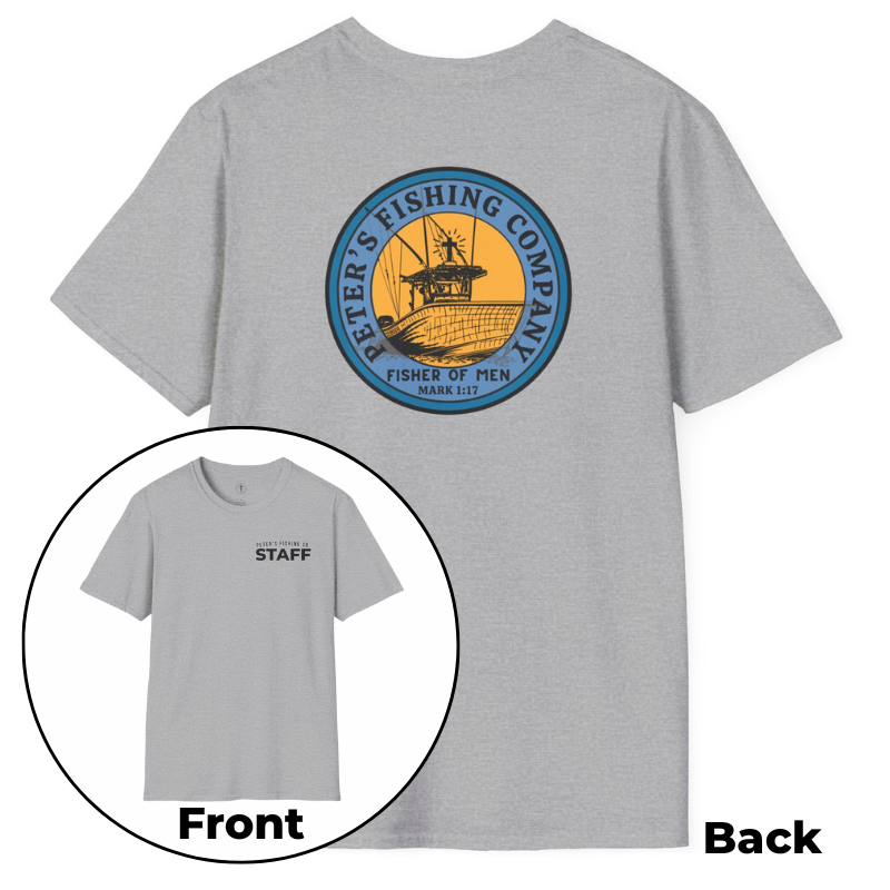Peter’s Fishing Company Staff T-Shirt – Mark 1:17 Fishers of Men Christian Tee