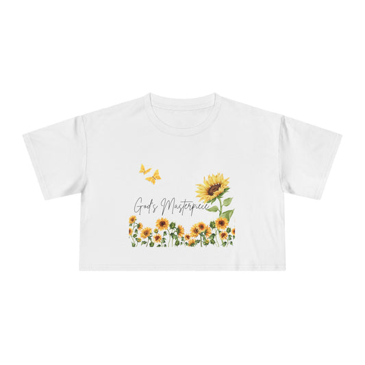 God’s Masterpiece Sunflower Cropped T-Shirt – Christian Women’s Inspirational Tee