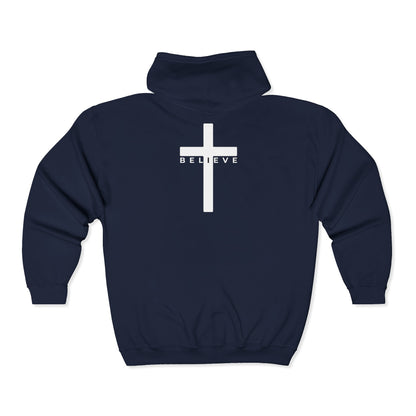 Jesus Fish Cross Hoodie – Christian Zip-Up “I Believe” Jacket