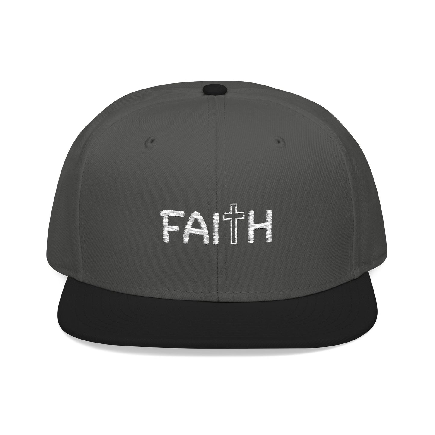 Faith Embroidered Snapback Cap With Cross