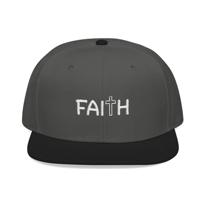 Faith Embroidered Snapback Cap With Cross