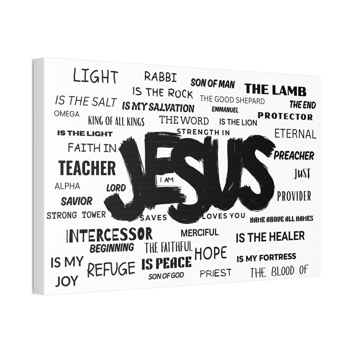 Jesus Names Wall Art – Christian Inspirational Canvas Print