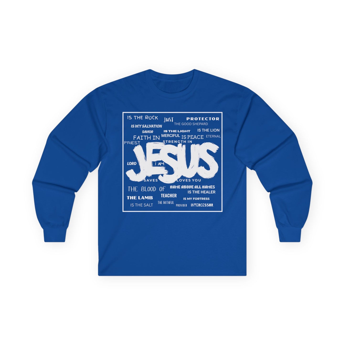Jesus Word Art Long Sleeve Christian T-Shirt
