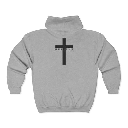 Jesus Fish Cross Hoodie – Christian Zip-Up “I Believe” Jacket
