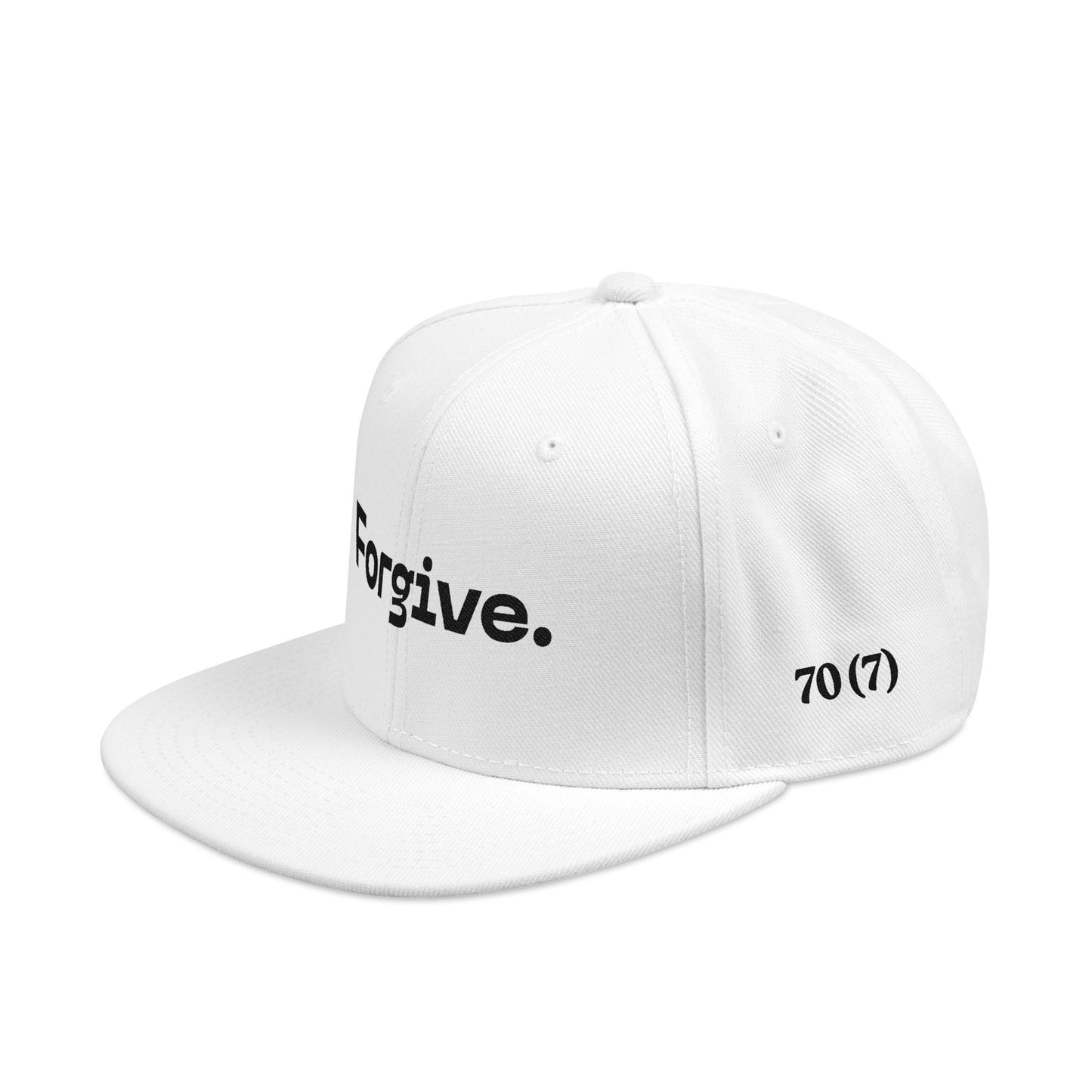 White Christian Forgive Hat – Embroidered 70 X's 7 Snapback
