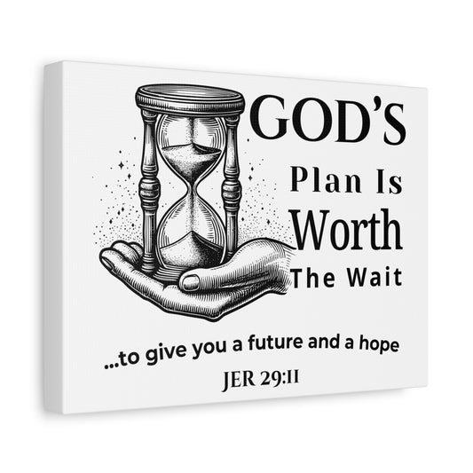 God’s Plan Is Worth the Wait Wall Art – Jeremiah 29:11 Christian Inspirational Canvas