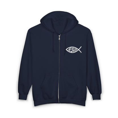 Jesus Fish Cross Hoodie – Christian Zip-Up “I Believe” Jacket