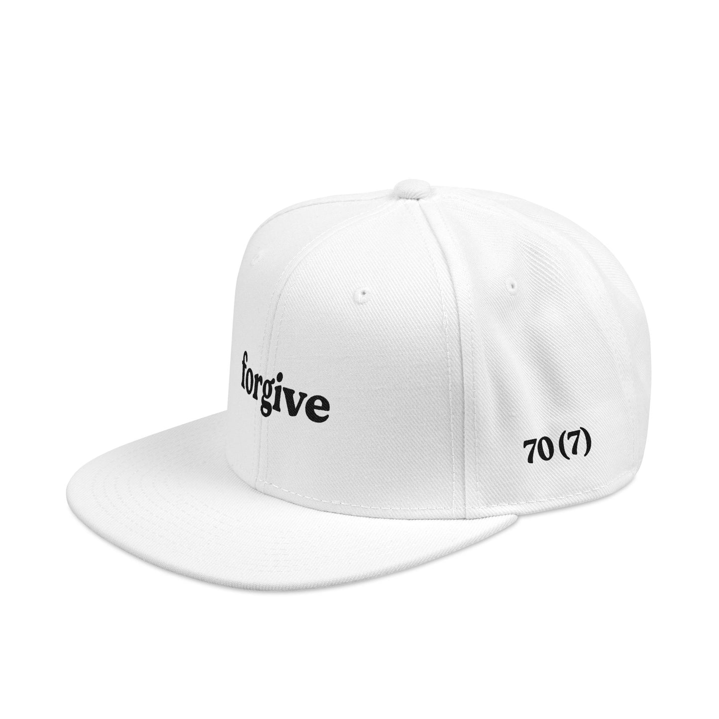 White Forgive Embroidered Hat – 70(7) Christian Snapback