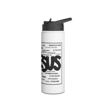 Jesus Word Art Water Bottle – Christian Stainless Steel Drinkware