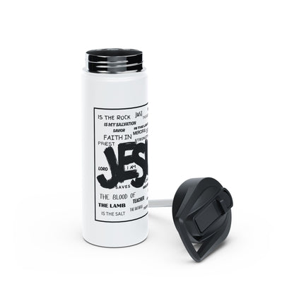 Jesus Word Art Water Bottle – Christian Stainless Steel Drinkware