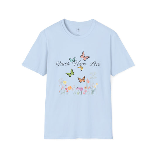 Faith Hope Love Butterfly T-Shirt – Christian Women’s Inspirational Tee