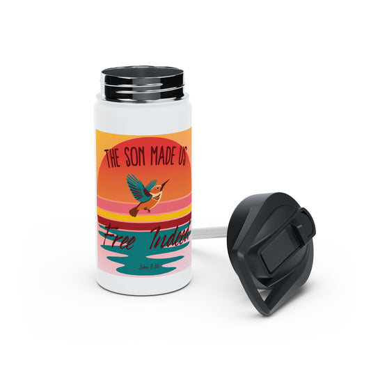 The Son Made Us Free Indeed Water Bottle – John 8:36 Christian Inspirational Drinkware