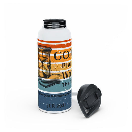 God’s Plan Is Worth the Wait Water Bottle – Jeremiah 29:11 Retro Christian Drinkware