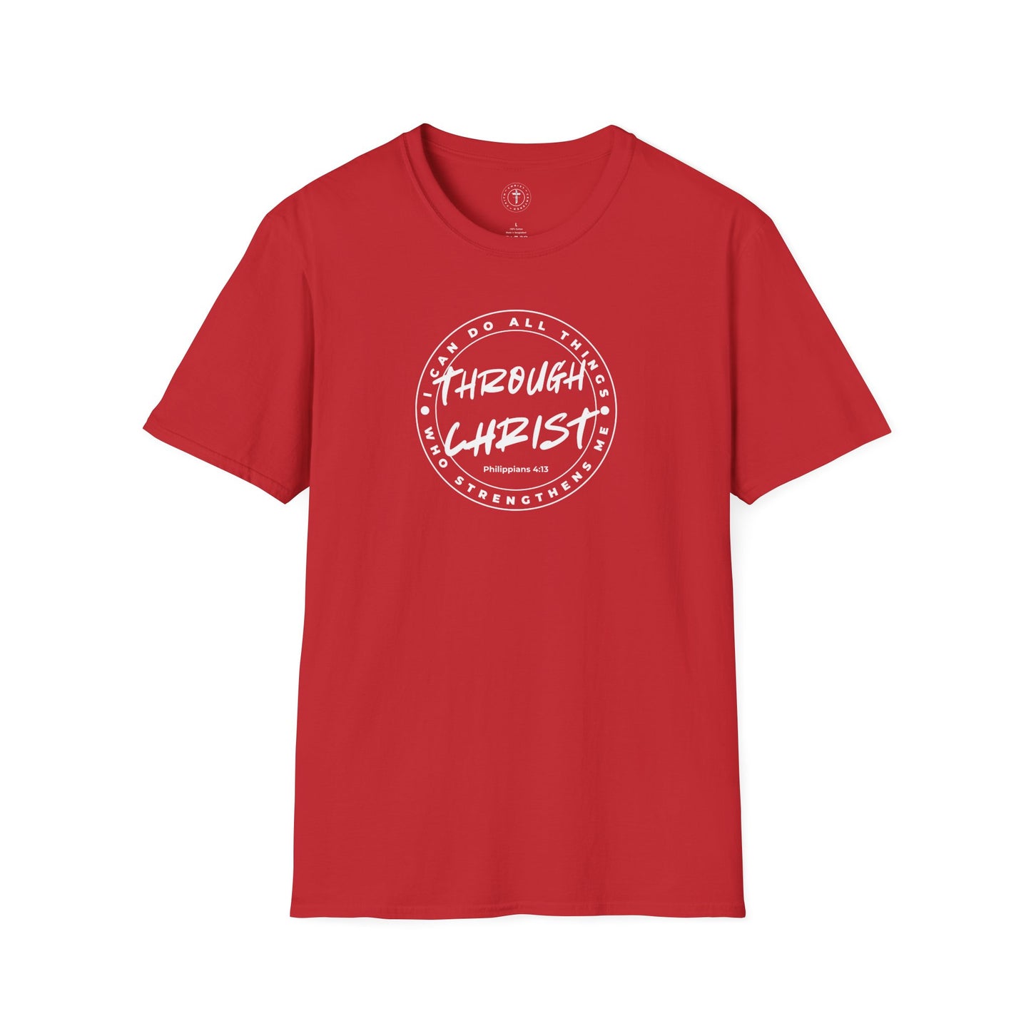 Through Christ Bible Verse T-Shirt – Philippians 4:13 Christian Tee